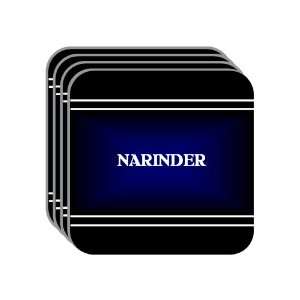 Personal Name Gift   NARINDER Set of 4 Mini Mousepad Coasters (black 