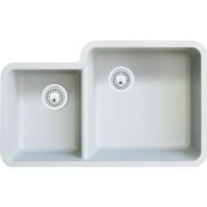 White Granite Composite 40/60 Double Bowl Undermount / Drop In Kitchen 