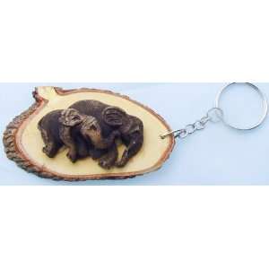  Souvenirs Key Chain of Wood Tamarind Carved Elephants Were 