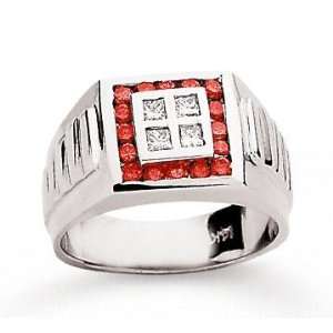    14k White Gold Channel 0.30 Carat Red Diamond Ring Jewelry