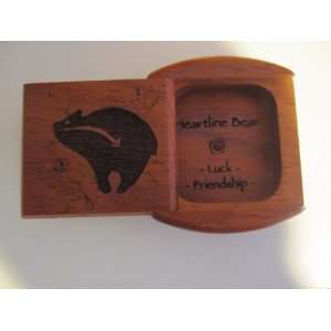   Collection 2 Padauk Heartline Bear engraved Wood Pill / Snuff box
