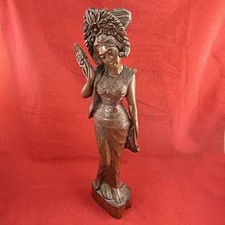  hand carved statue balinese dancer marked a fatimah hand carved wood 