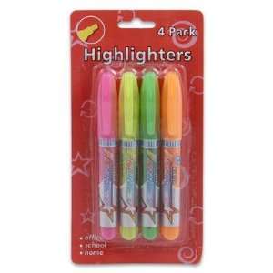  4pc 5.75H Assorted Plastic Barrel Highlighter Pens 