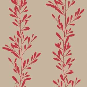   By Color BC1582029 Graphic Red Leaf Stripe Wallpaper