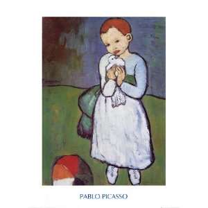 Girl with Pigeon by Pablo Picasso 24x31 