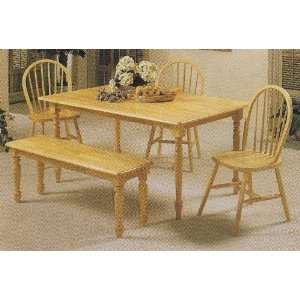    5 pc natural finish wood dining table set Furniture & Decor