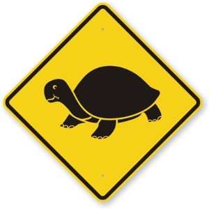  Turtle Crossing Graphic Fluorescent Yellow Sign, 18 x 18 