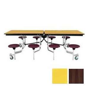  8 Mobile Cafeteria Stool Unit With Plywood Top, Walnut 