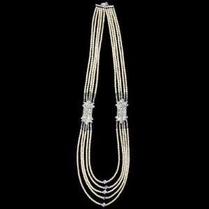   Swarovski Crystal and Roped Pearl Necklace Emitations Jewelry