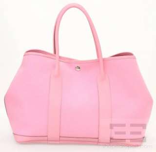 Hermes Pink Canvas & Leather Trim Garden Party PM Tote Bag  