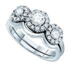 Carat Diamond 14k White Gold Three Stone Cluster Engagement Ring 