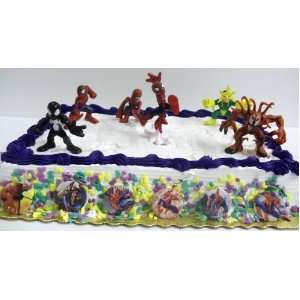   Action Figure Birthday Cake Topper Set Featuring 6 Spiderman Figures