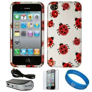 : Ladybug Crystal Hard Case Cover with Rhinestone Adornment for Apple 