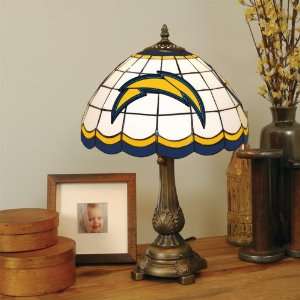 SAN DIEGO CHARGERS 20 Hand Cut Stained Glass TIFFANY TABLE LAMP with 