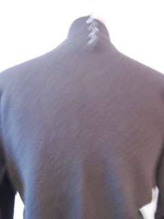  Black 100% Cashmere Mock Tee Neck Long Sleeve Sweater 