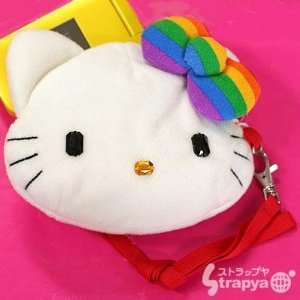  Sanrio Hello Kitty Rainbow Fluffy Plush Neck Cell Phone 