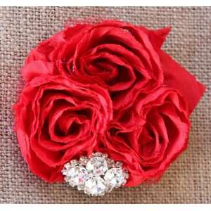  The Rebecca Red Jeweled Flower Hair Clip: Beauty