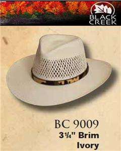 NEW USA MADE Black Creek Cowboy Straw Western Fedora Hat With Bamboo 