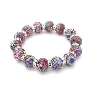  Large Bead Bracelet w/ Crystals 