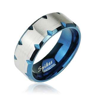 Herren Tribal Ring Silber/Blau Farben 4 Größen # TRM 11  