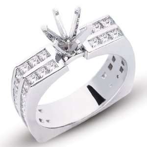 14K White Gold 2cttw Princess Diamond Semi Mount Engagement Ring