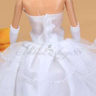 Weiß Barbie Braut Kleidung für Hochzeit Puppen Kleid  