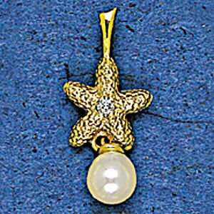  Mark Edwards 14K Gold Stippled Starfish Nautical Pendant 
