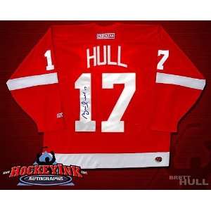  Brett Hull Detroit Red Wings Autographed/Hand Signed Red 