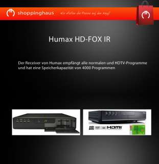 Humax HD FOX CI IR Satreceiver HDTV DVB S USB HD Dolby Digital Plus 