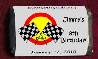 RACE CARS BIRTHDAY Miniatures CANDY Wrappers Personalized Party Favors 