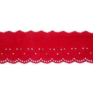 Eyelet Lace 3 Red Floral 14 1/2 yards  