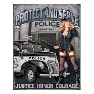   Police Dept Protect and Serve Metal Tin Sign Nostalgic