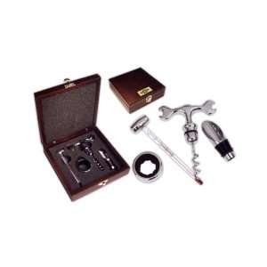    Four piece wine gift set in rosewood box.