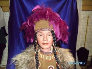 NATIVE AMERICAN 4FT PORCELAIN INDIAN CHEIF DOLL STATUE  