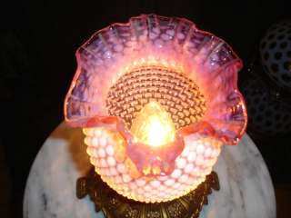 Fenton CRANBERRY Opalescent hobnail vase lamp  