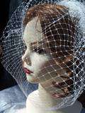 White or Ivory Birdcage Wedding French Blusher Veil  