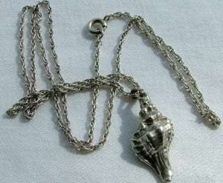   Sterling Silver 18 Fine Link Chain Sea Shell Pendant Necklace  