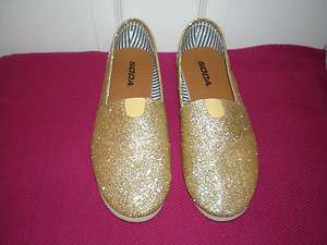 SODA OBJECT S Glitter Flat Gold Shoes Size 6.5,7.5,8,8.5,9,10 New 