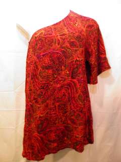 Rue 21 Red and Black Paisley One Shoulder Blouse Size Medium 4152 