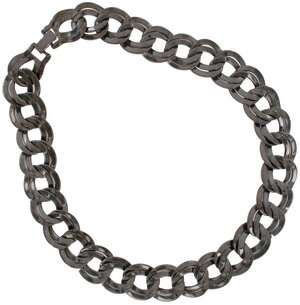 New Gun Metal Gray Chunky Double Link Chain Necklace  