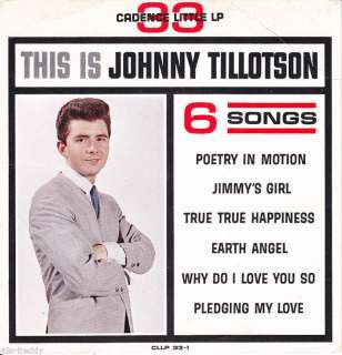 Johnny Tillotson 33 rpm 7 EP (6) Songs VG+  