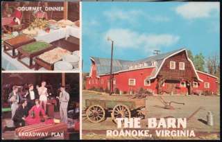 ROANOKE VA The Barn Dinner Theatre Vtg Virginia Postcard Old Theater 