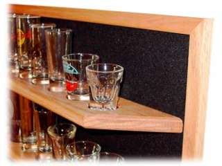 18   Oak Shot Glass Display Case open   Custom Colors  