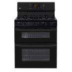 30 in. Self Cleaning Freestanding Double Oven Gas Range in Black