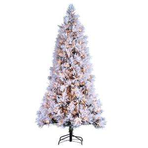 Ft. Pre Lit Flocked Willow Pine Tree 5819 75c at The Home Depot 