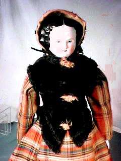 18 China Head Doll China Limbs in Plaid Fashion Outfit  