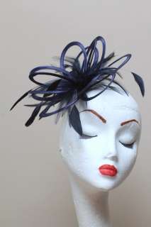 New Navy Fascinator Wedding Races Hat Choose any colour satin 