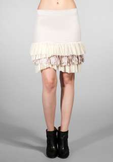 FREE PEOPLE Merries Ruffle Slip Skirt in Ivory  