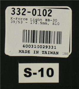 FSA K Force Light Ceramic BB30 S 10 172.5mm 39/53T Crankset   332 0102 