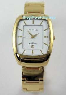   Co Masterpiece 18ct Gold Plated Four Genuine Diamonds Mens Dress Watch